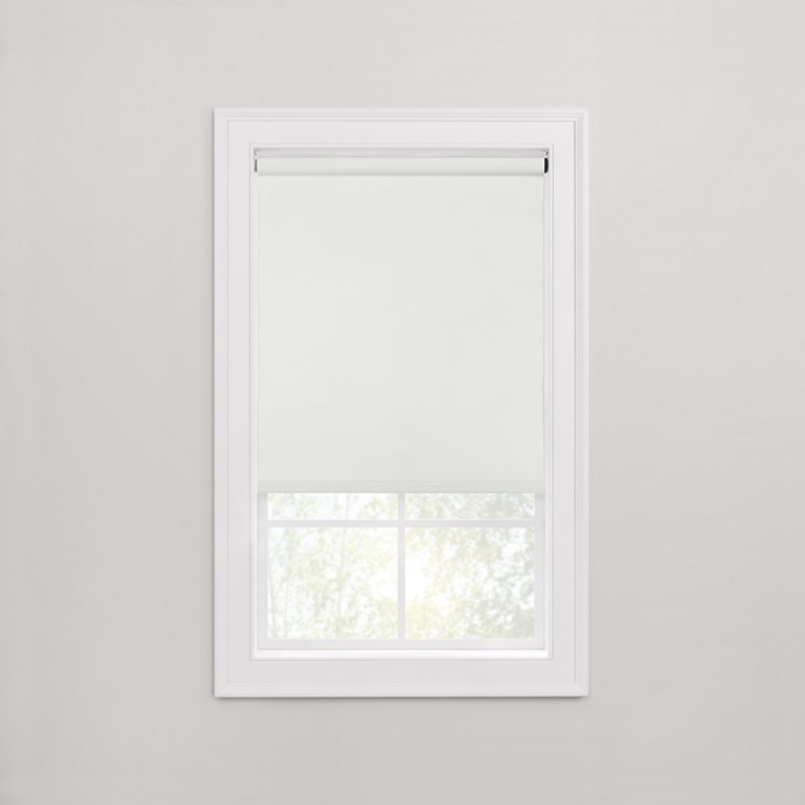 Motorized Blackout Roller Shades in the Rodeo White color.