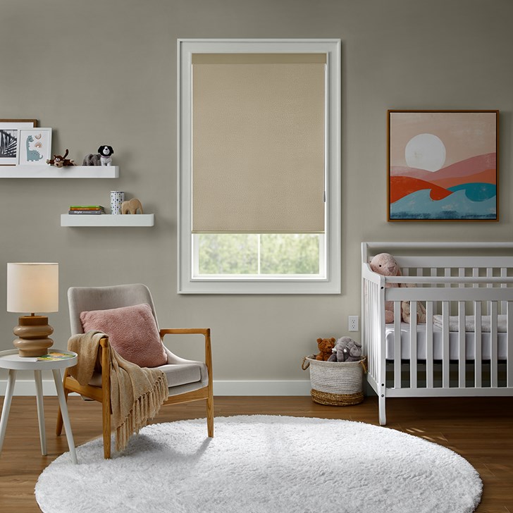 Color: Paramount Dove; Lift: Motorized Wand; Headrail: Cassette Valance; Bottom Rail: External Hem Bar