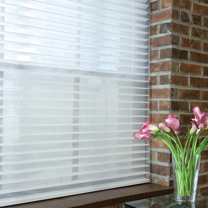 The fabric louver vanes can be tilted to provide light control similar to a blind.  Color: White
