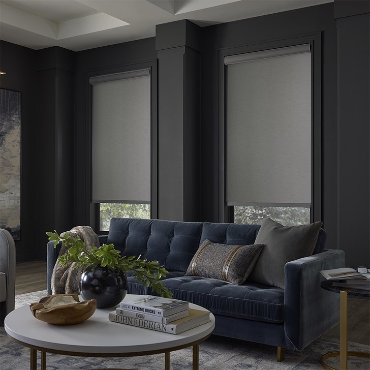 Color: Valentina Stone; Headrail: Cassette Valance; Bottom Rail: Omni