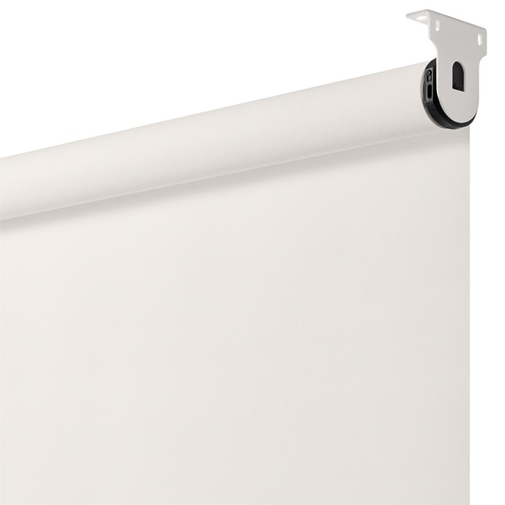 Motorized Light Filtering Roller Shades in the Simply White color.